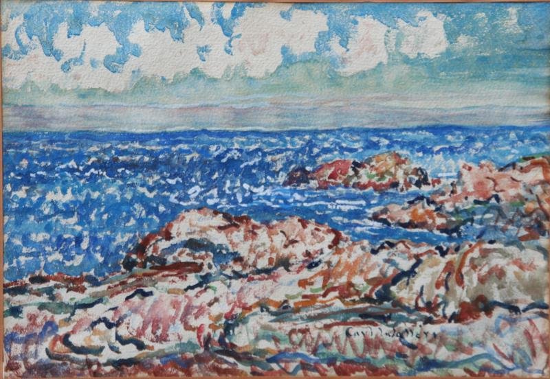 Carl Walters (1883-1955): Surf and Rocks #3 (Oregon Coast), c. 1930, Watercolor on Paper, 12" x 17", Framed. Provenance: Sam Mahl 1982.