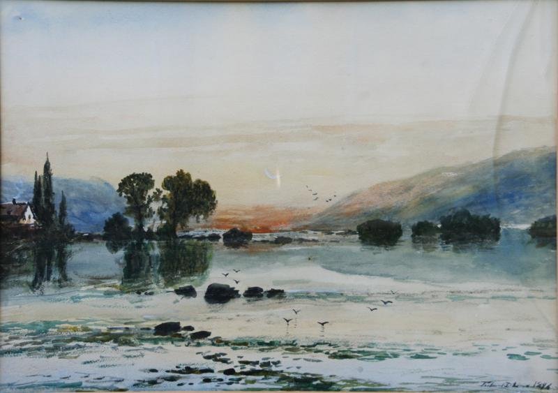 Edmund Darch Lewis (1835-1910): Lake Placid, NY, 1896, Watercolor and Gouache on Paper, 21" x 29", Signed and Dated LR, Framed. Newman Galleries, Philadelphia, label on verso.