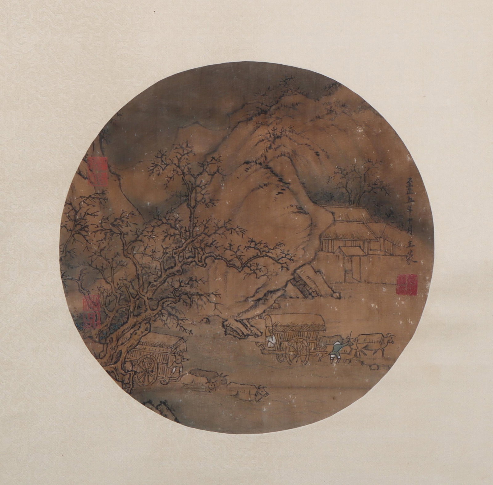 A Wang meng's landscape painting: length0in,diameter10.6in,