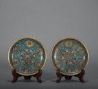 A pair of Cloisonne enamel 'lotus' dish