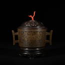 A bronze censer ware with gold and silver,Qing Dynasty