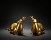 A pair of gilt-bronze mouse,Qing Dynasty