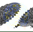 A yellow-glazed plate with blue-and-white dragon pattern, made in Chuxiu Palace