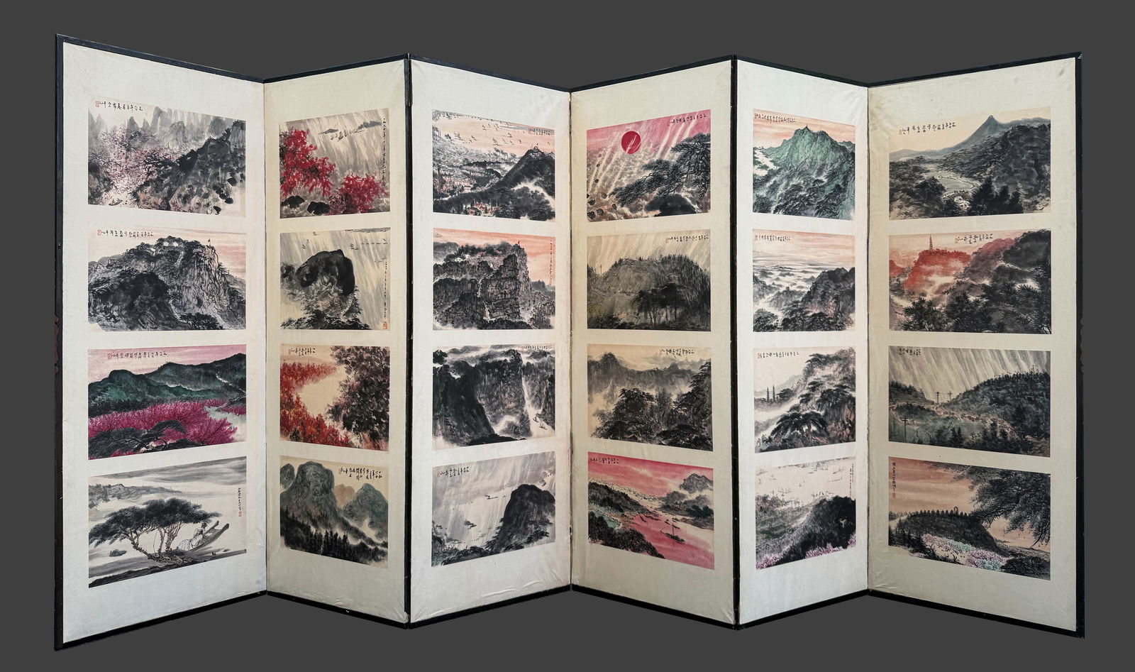 Fu Baoshi Landscape 24 Scenery Picture Six Screens: 30??45