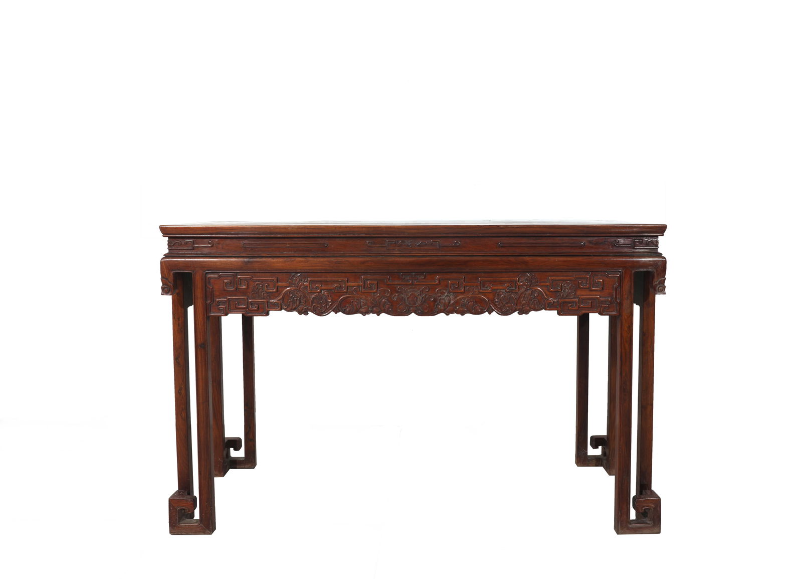 Huanghuali wood octagonal table with twined floral carvings (1 of 10)