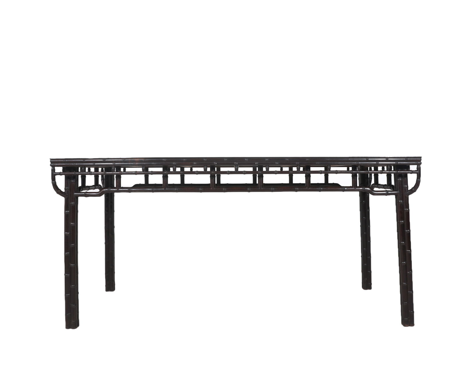 Rosewood Bamboo Pattern Painting Table: Length 76cm, Width 77cm, Height 82cm