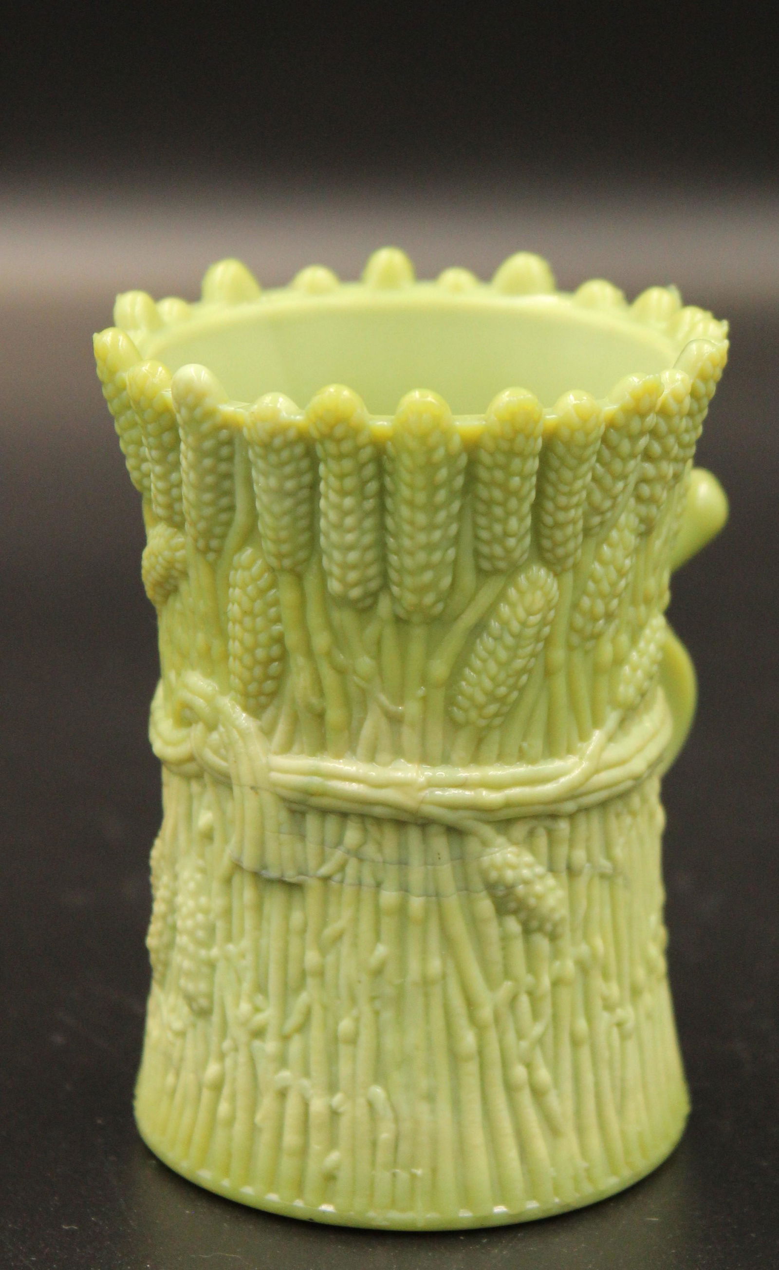 Greentown glass Nile Green Sheaf of Wheat Toothpick (1 of 3)