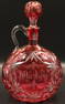 Antique Ruby Cut to Clear Glass Whisky Decanter