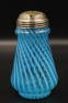 Hobbs Blue Opalescent Tapered Swirl Sugar Shaker