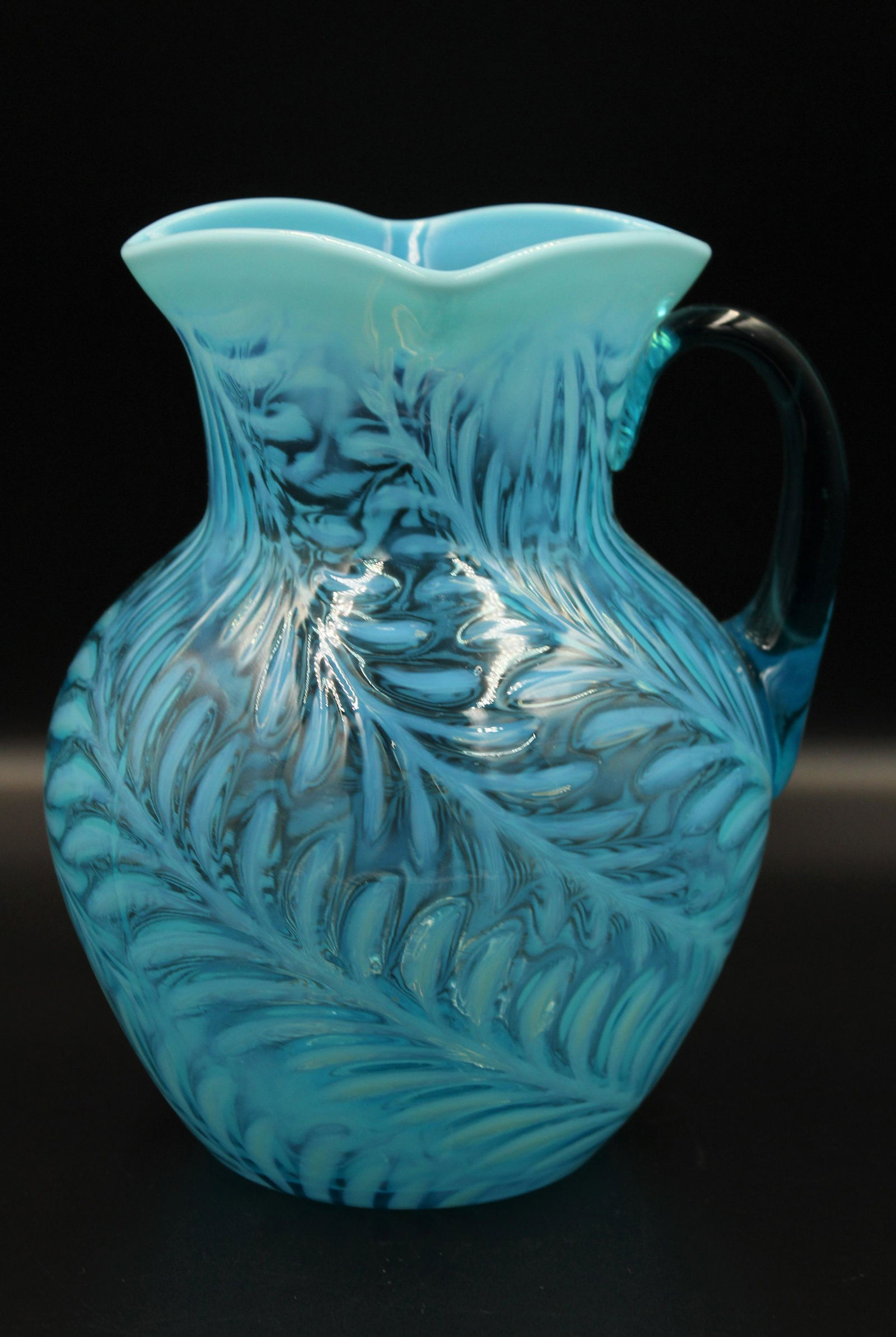 Blue Opalescent Beaumont fern Water Pitcher (1 of 3)