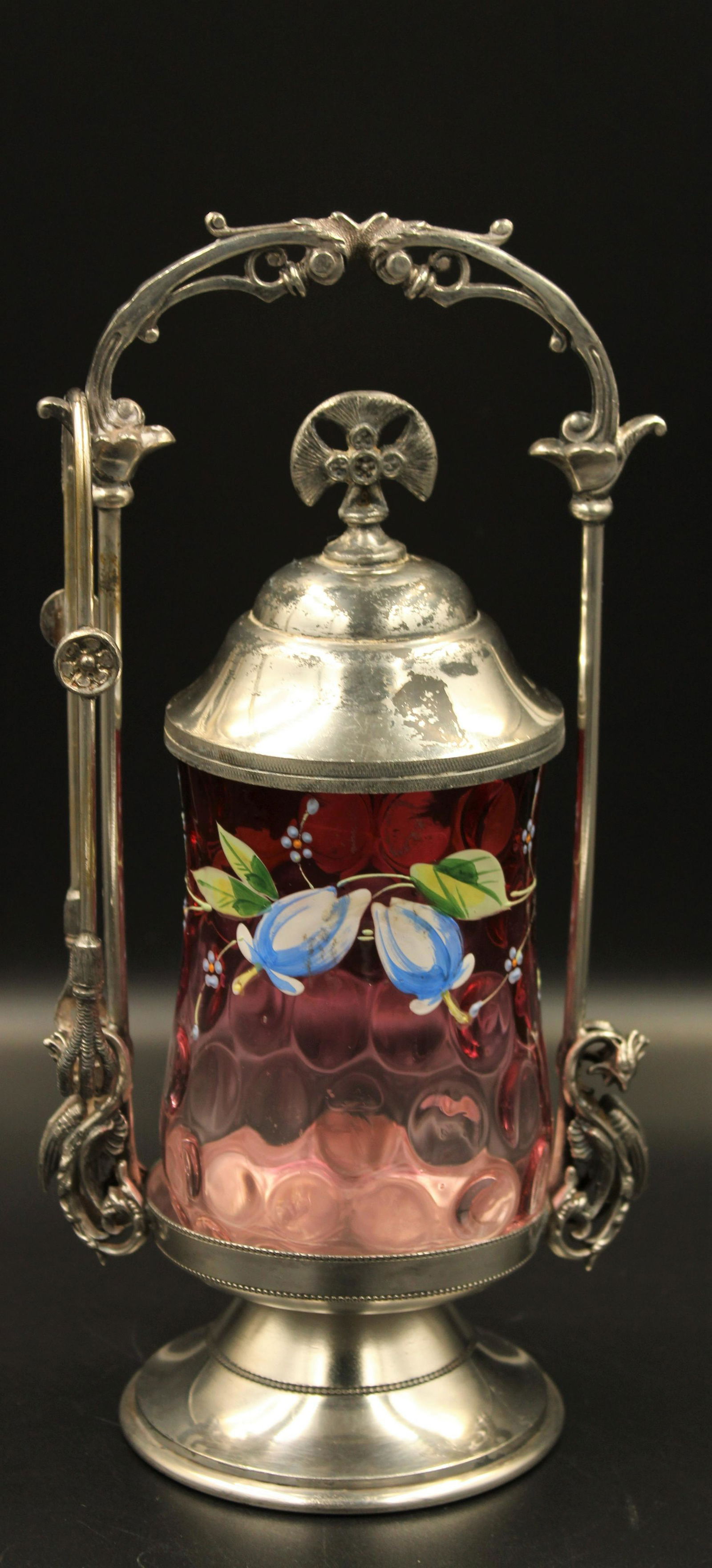 Victorian Cranberry Barbour Silverplate Pickle Castor (1 of 4)