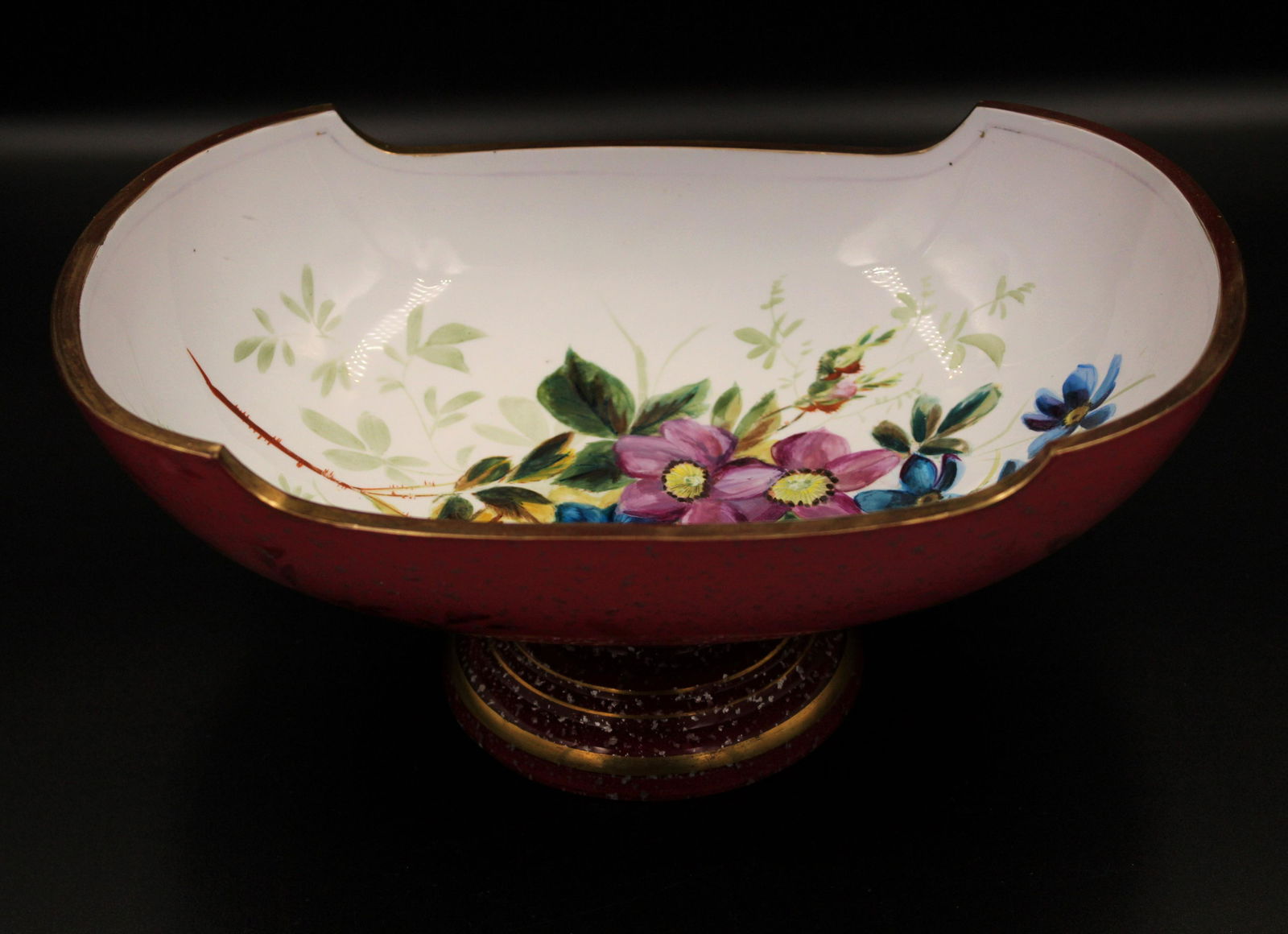 Cased Adventurine decorated Victorian Brides Bowl (1 of 4)