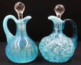 Lot of 2 Northwood Blue opalescent Glass Cruets