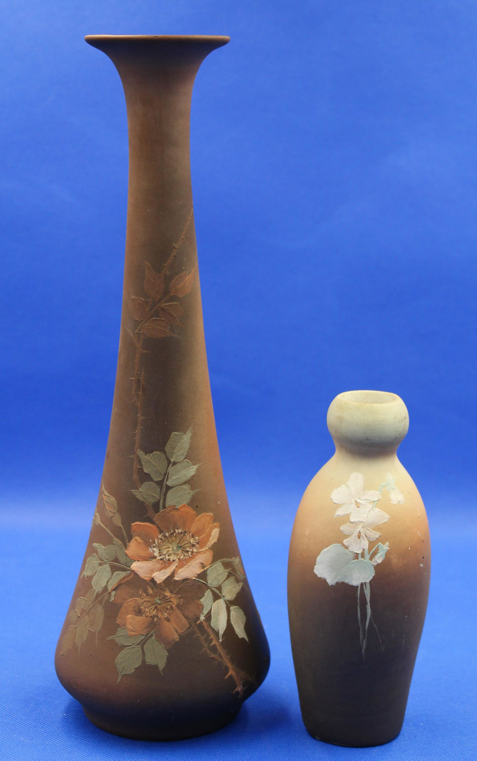 2 pc Lot Owens Pottery Utopian decorated Vases (1 of 4)