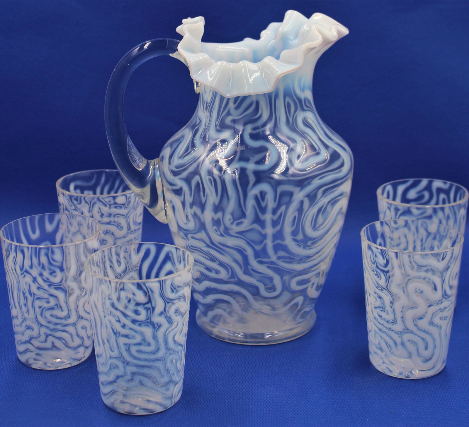 Rare Jefferson Swirling Maze Opalescent Water Set (1 of 3)