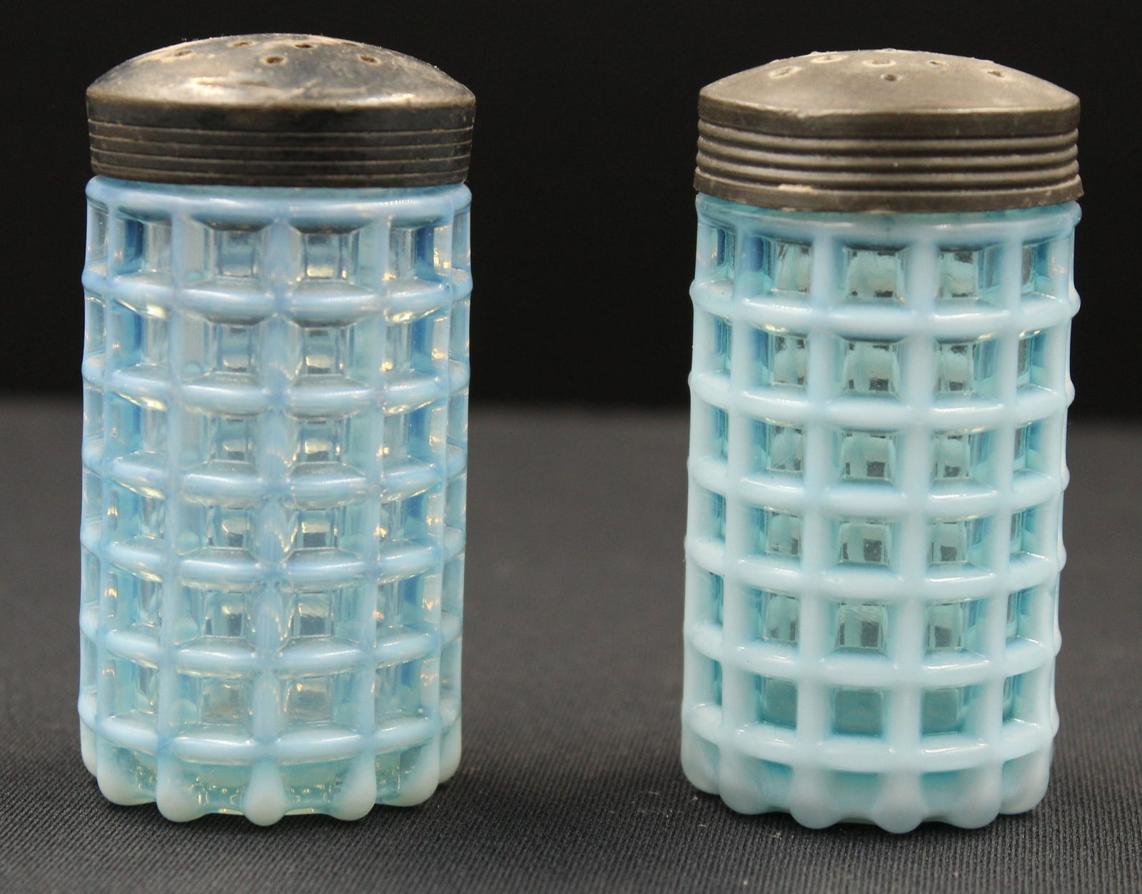 Pair Beatty Honeycomb Victorian Opalescent Salt Shakers (1 of 1)