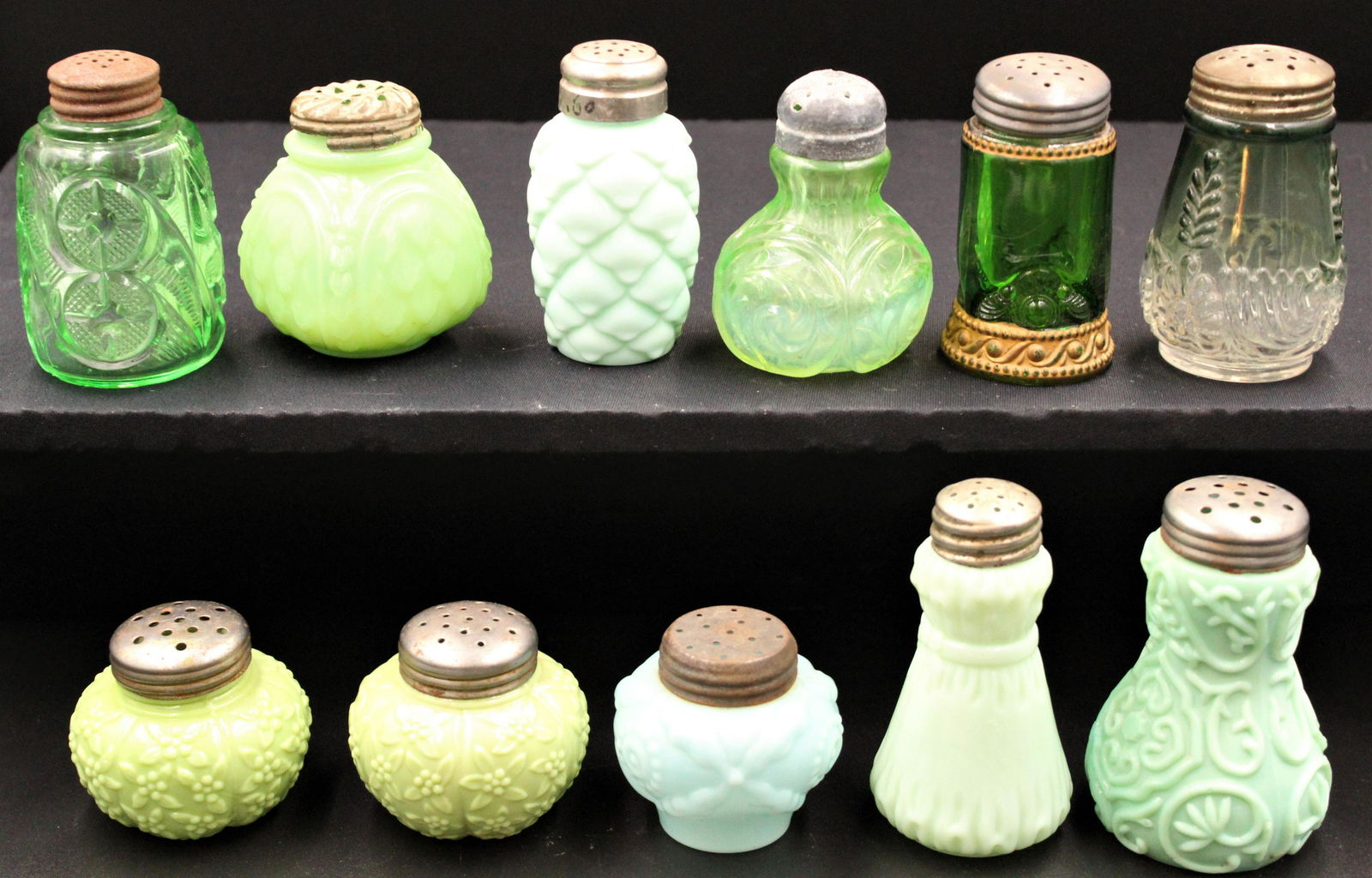 11 pc. Lot Victorian Colored Art glass Salt Shakers (1 of 1)