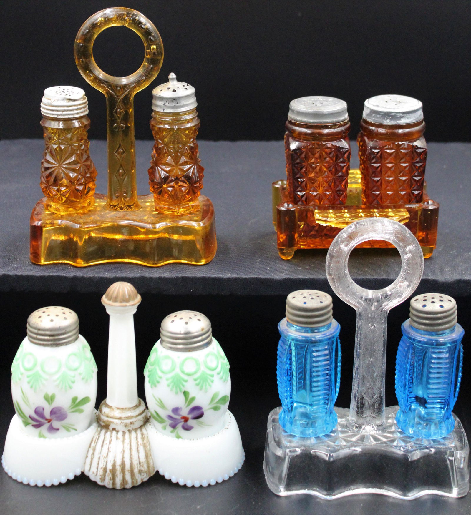 4 set Lot of Victorian Pattern Glass Shaker castors (1 of 4)