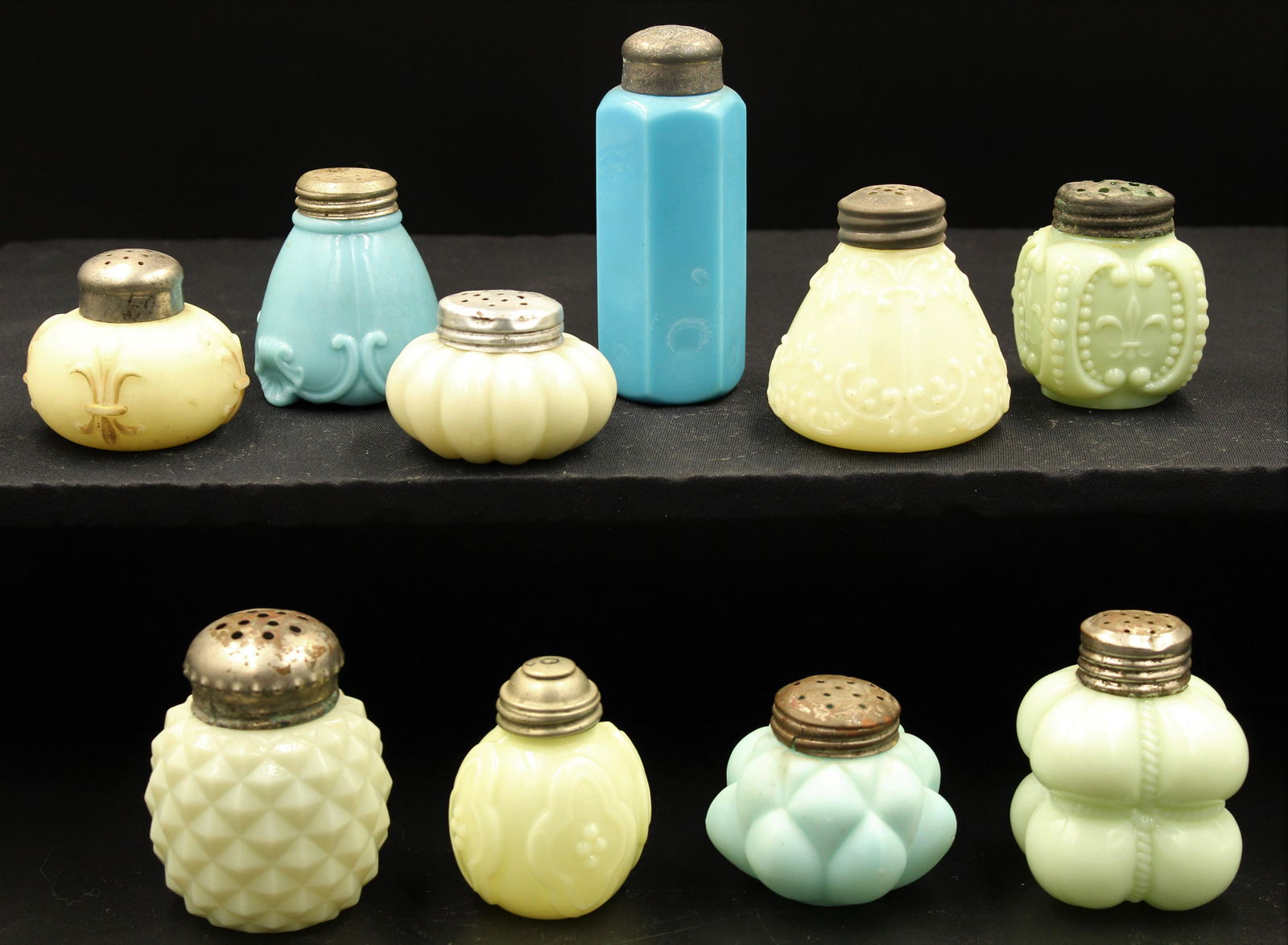 10pc. Lot Victorian Colored pattern glass salt shakers (1 of 7)