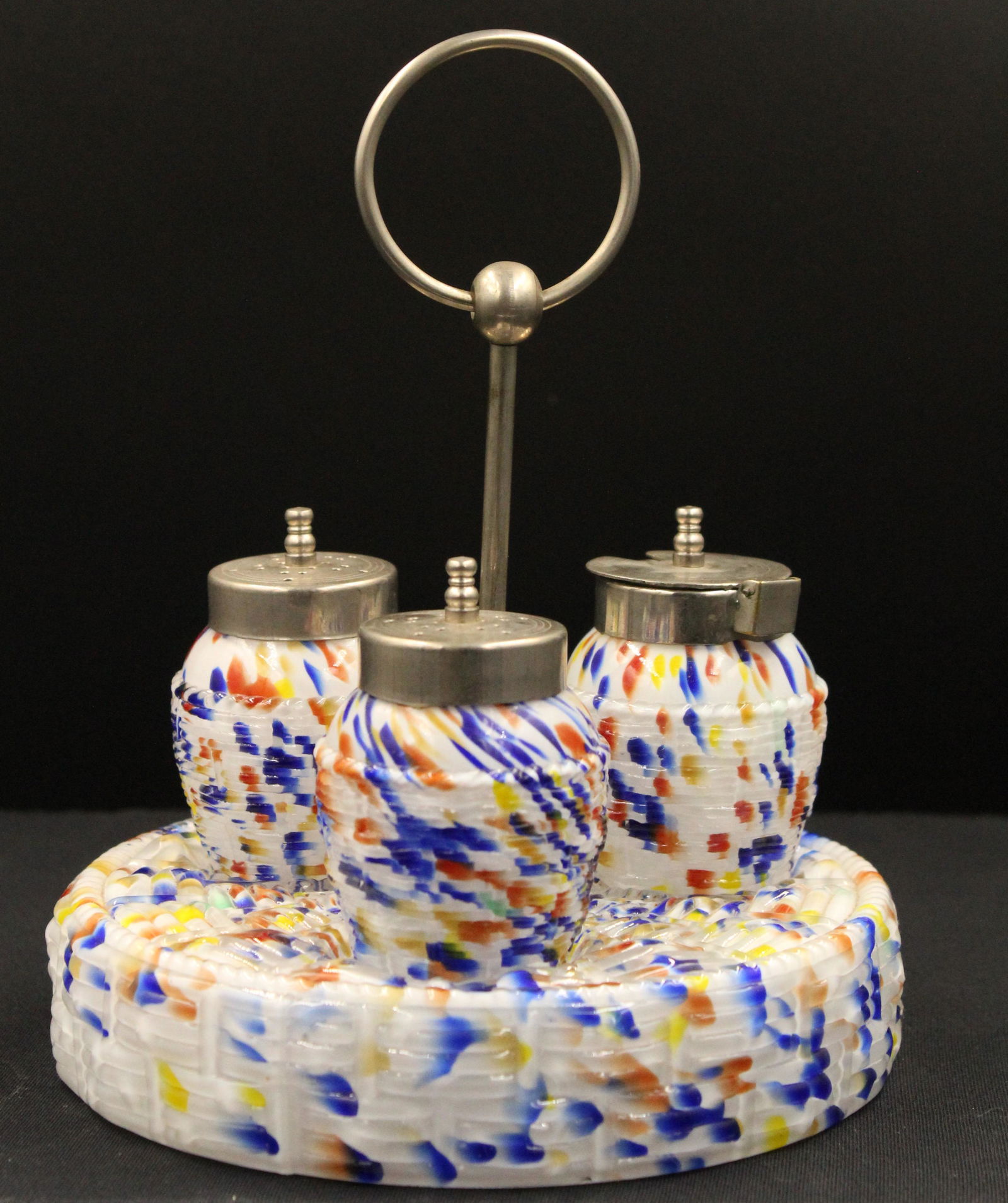 Art Glass Confetti Spatter Salt Shaker Condiment Set (1 of 3)