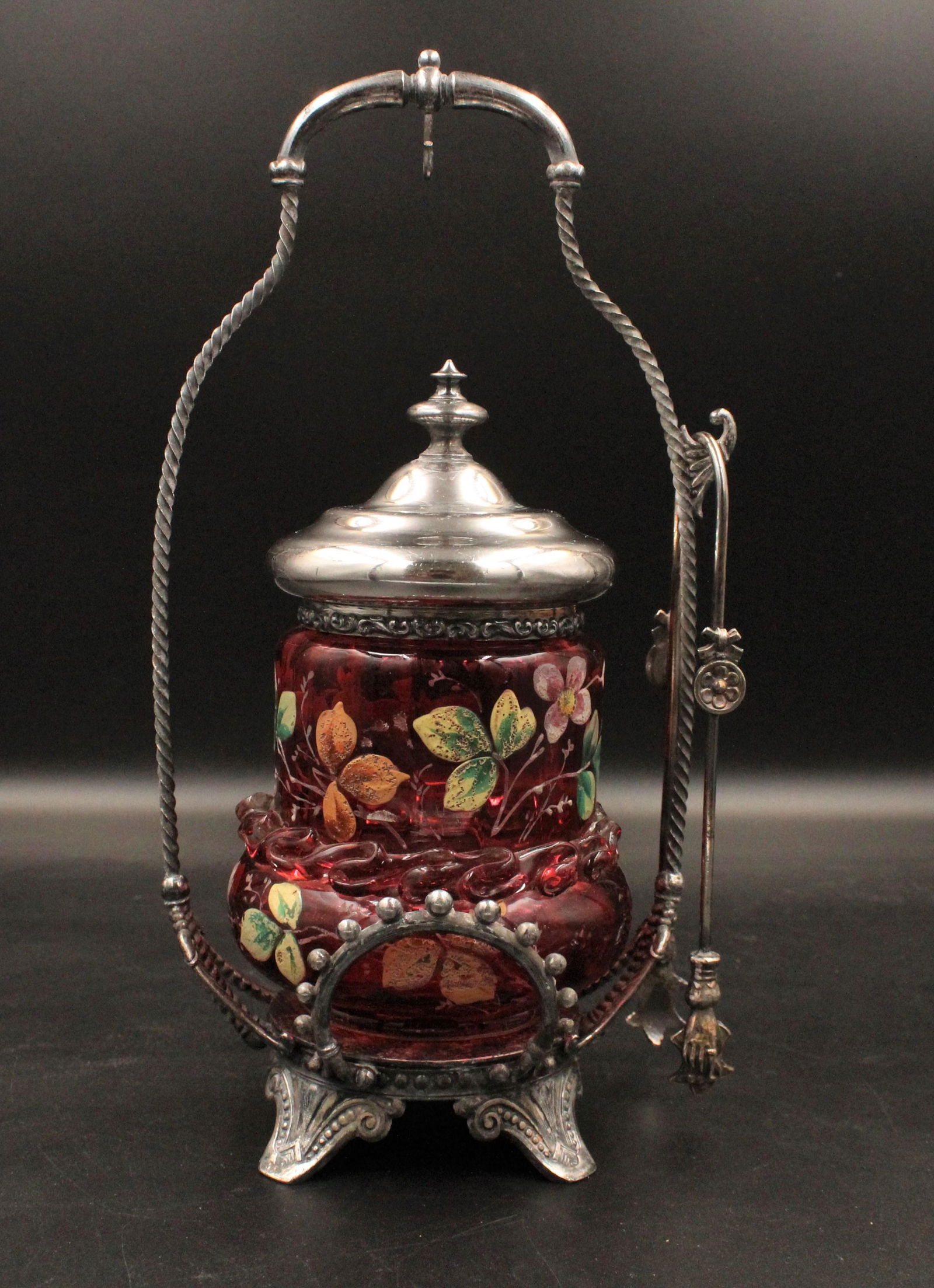 Victorian Silverplate Cranberry Pickle Castor (1 of 2)
