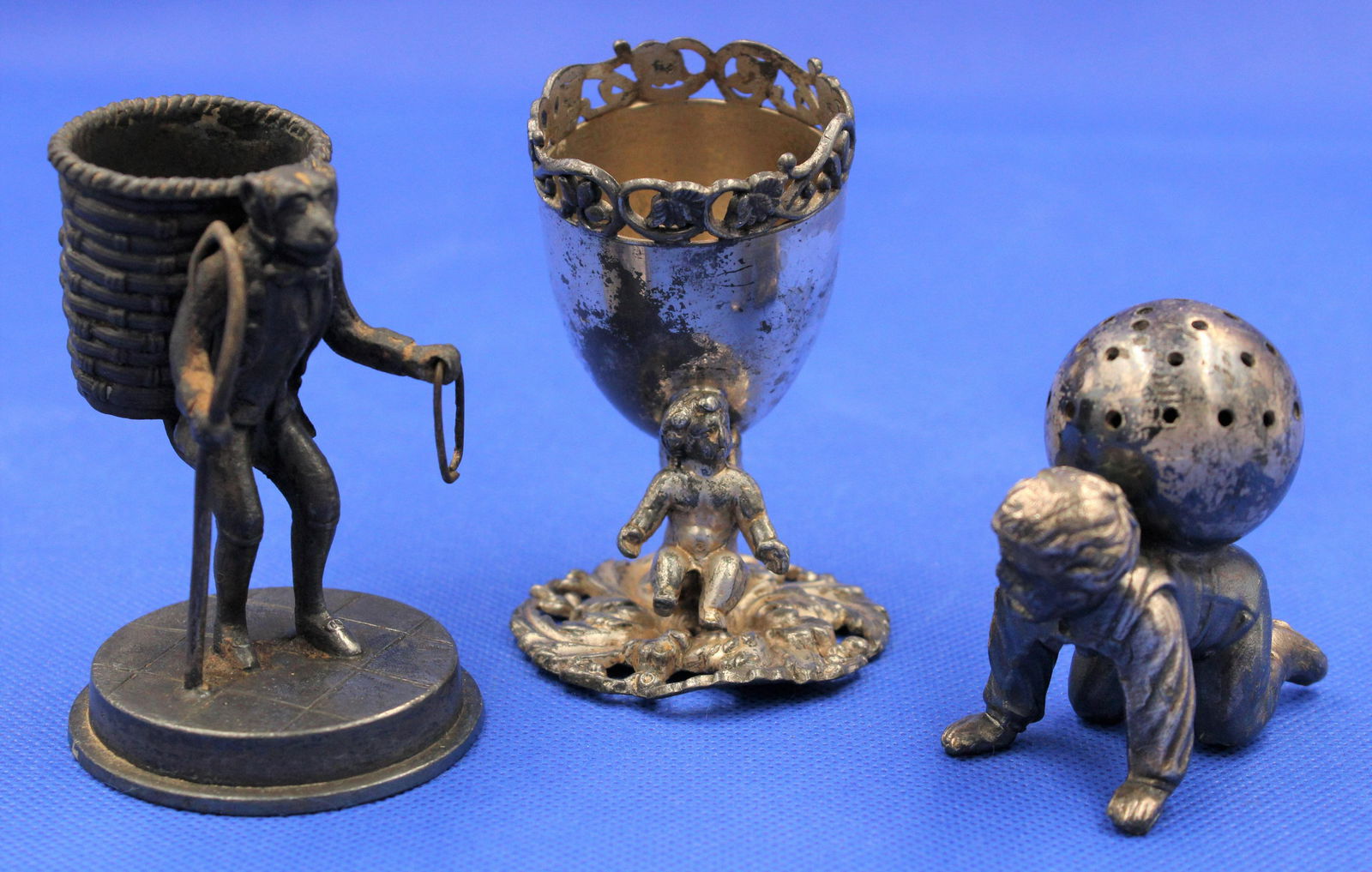 3pc Lot Victorian Silverplate Figural Toothpicks (1 of 5)