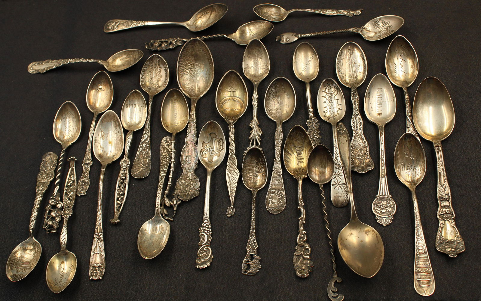 Lot of 29 Sterling Souvenir Spoons (1 of 5)