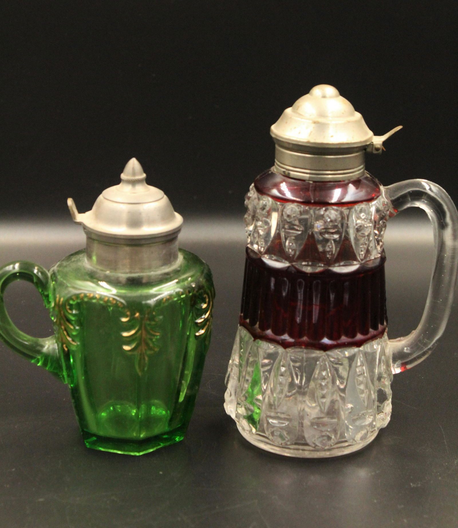 2pc. Lot Victorian Glass Syrup Pitchers (1 of 2)