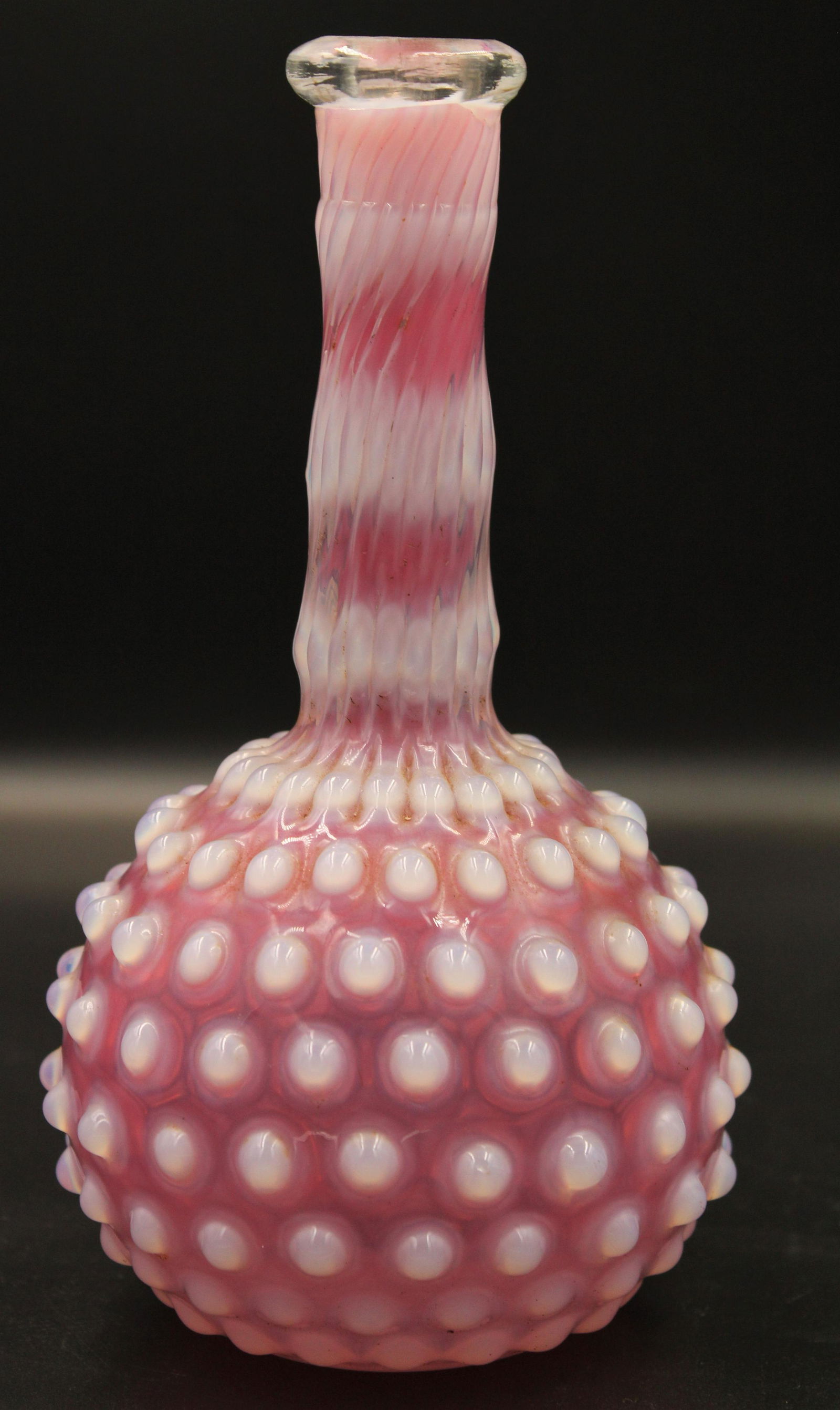 rare Pink Opalescent Hobb's Hobnail Barber Bottle (1 of 2)