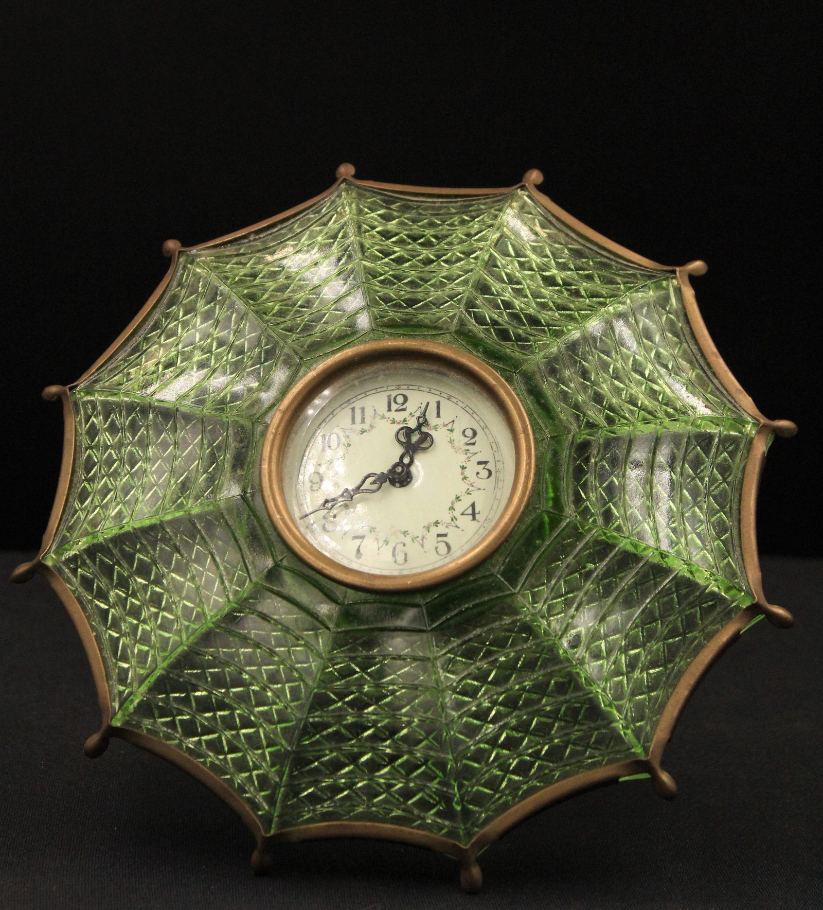 Victorian Novelty Glass Umbrella Clock German (1 of 4)