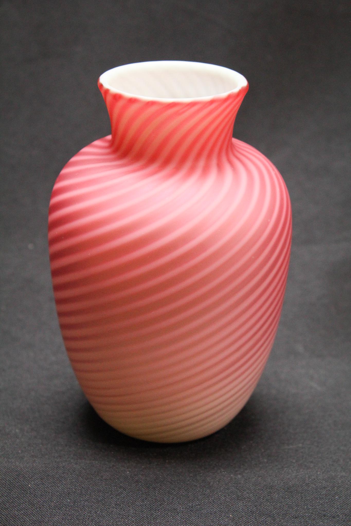 Victorian Satin Glass Pompeiian Swirl Vase (1 of 3)