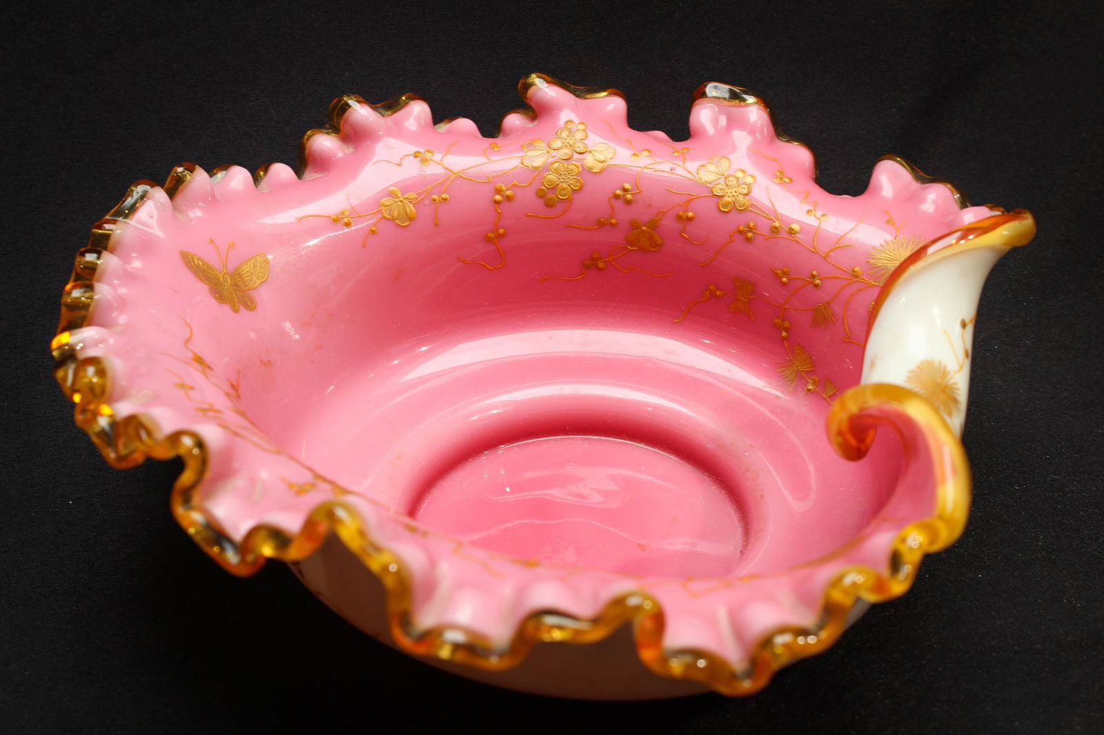 Rare Heart shape Rose Cased Peachblow Gilt decorated (1 of 8)