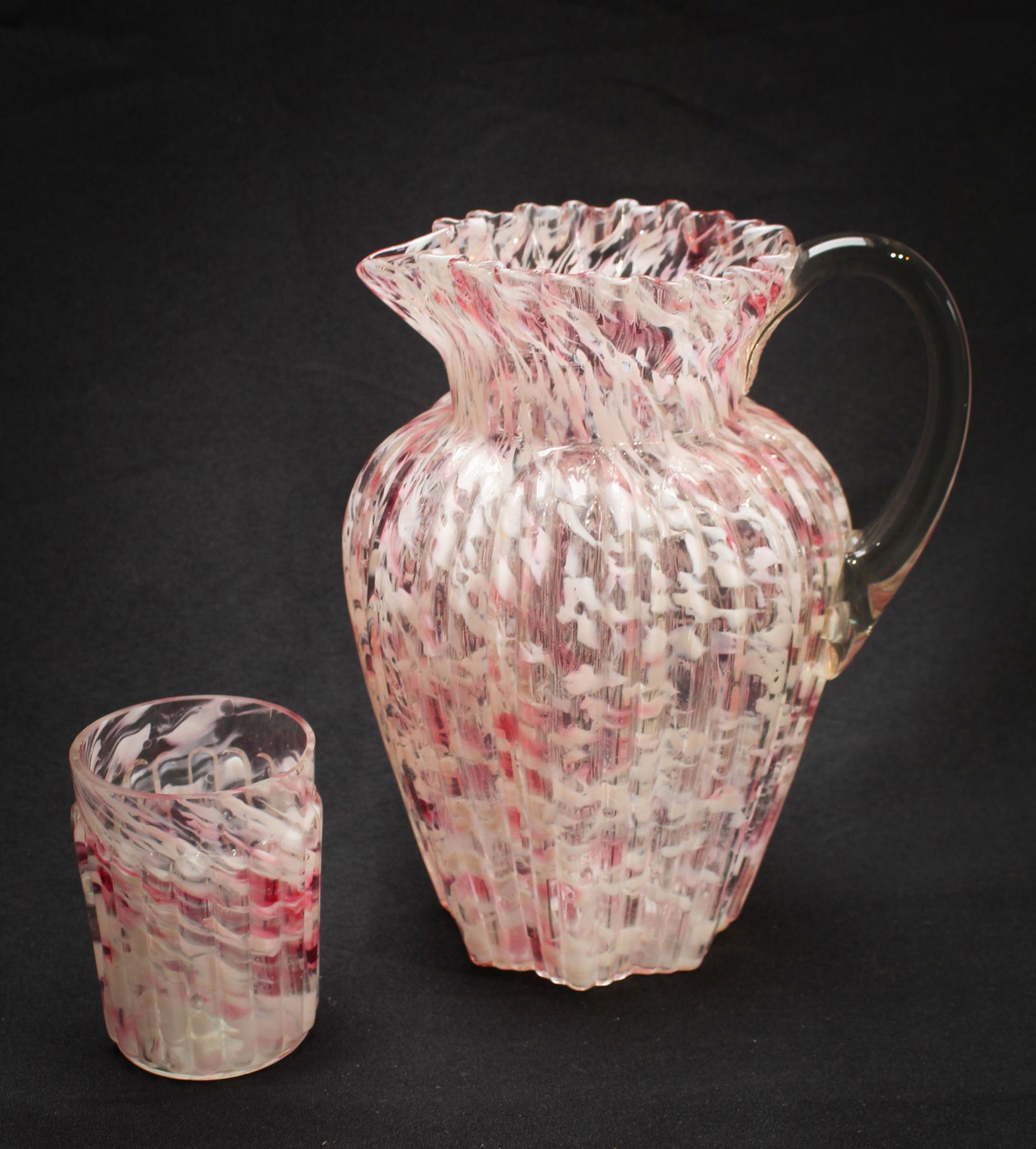 Northwood Victorian Cranberry Spatter Ribbed Pillar (1 of 7)