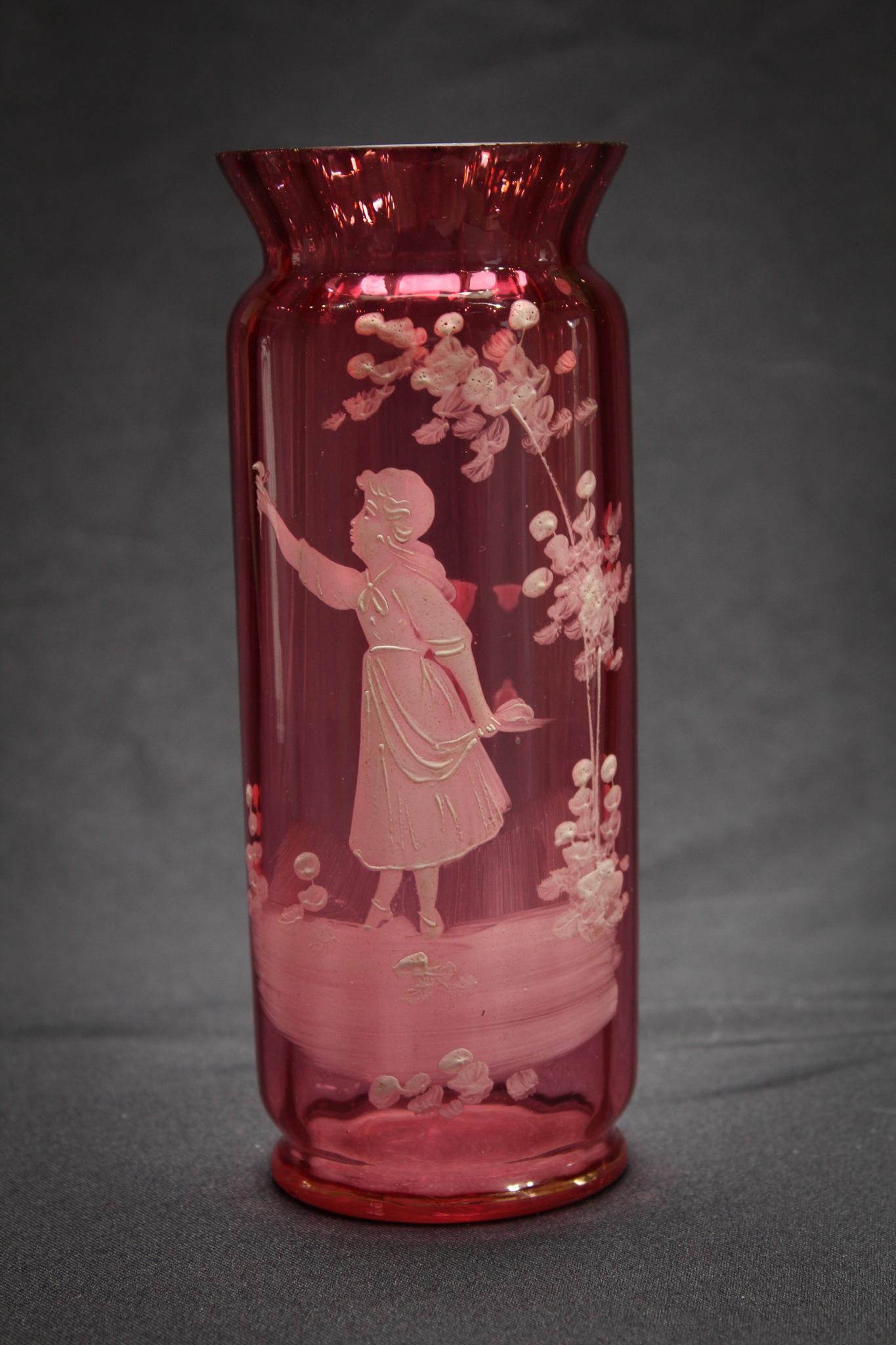 Victorian Cranberry Mary Gregory Vase (1 of 4)