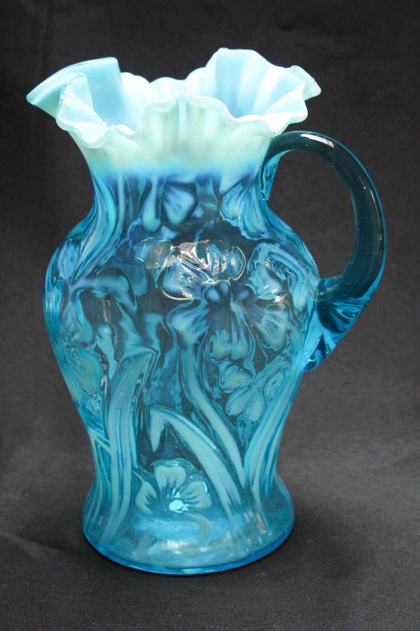 Northwood Blue Opalescent Daffodil Water Pitcher (1 of 5)