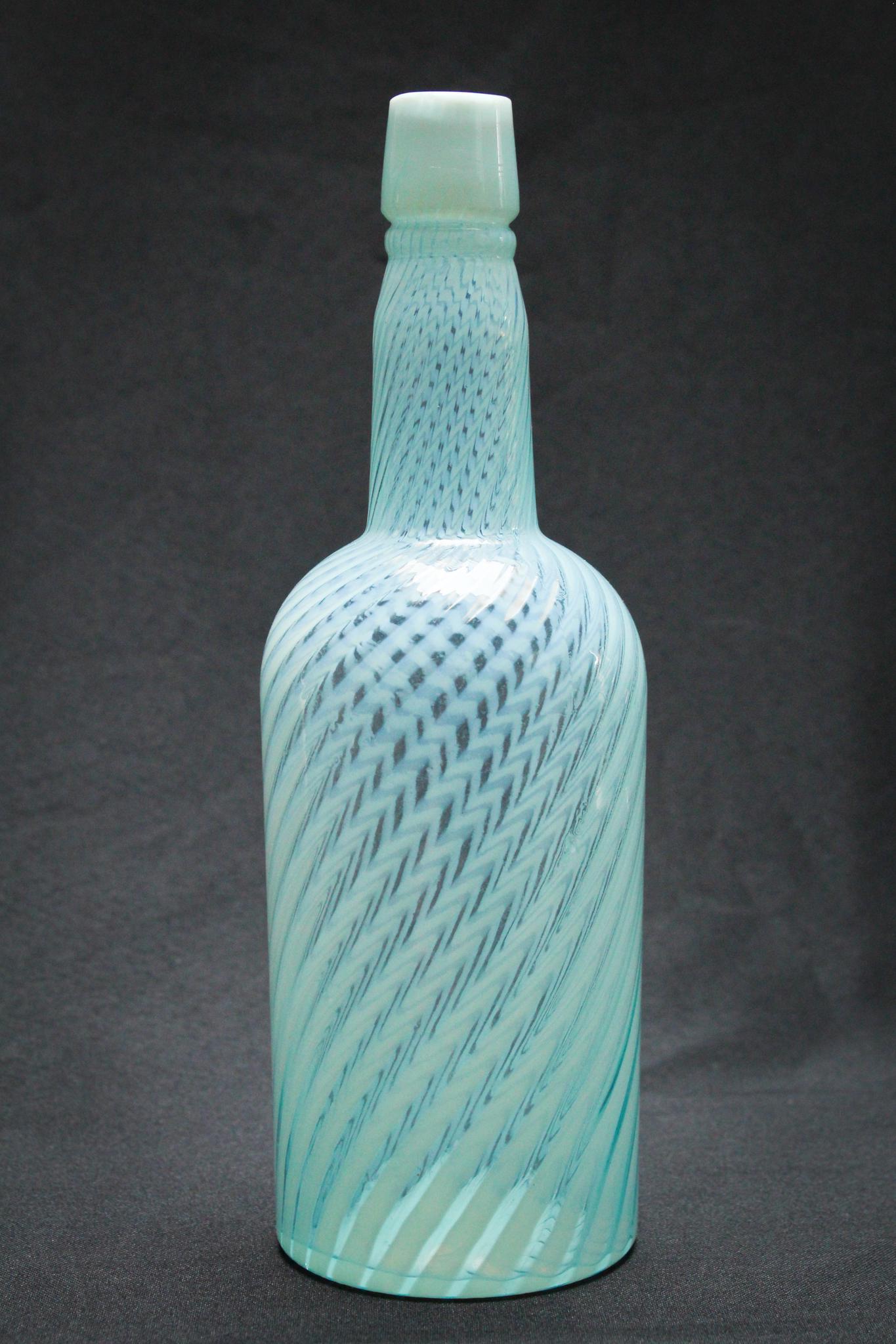 Rare Hobb's Blue Opalescent Victorian Bar Bottle (1 of 3)