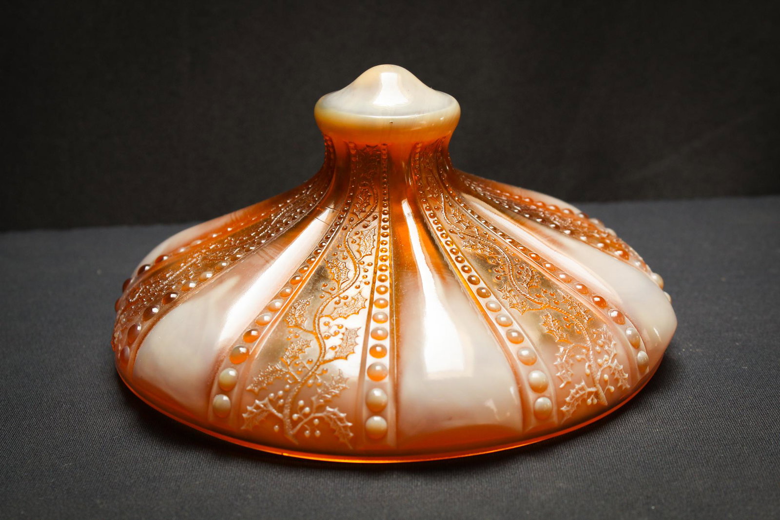 Rare Greentown 7 1/4" Golden Agate Holly Amber Compote (1 of 3)