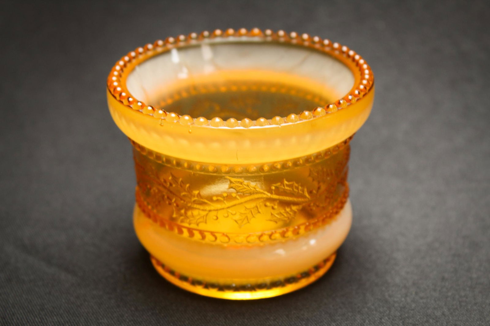 Rare Greentown Holly Amber Large size Victorian (1 of 2)