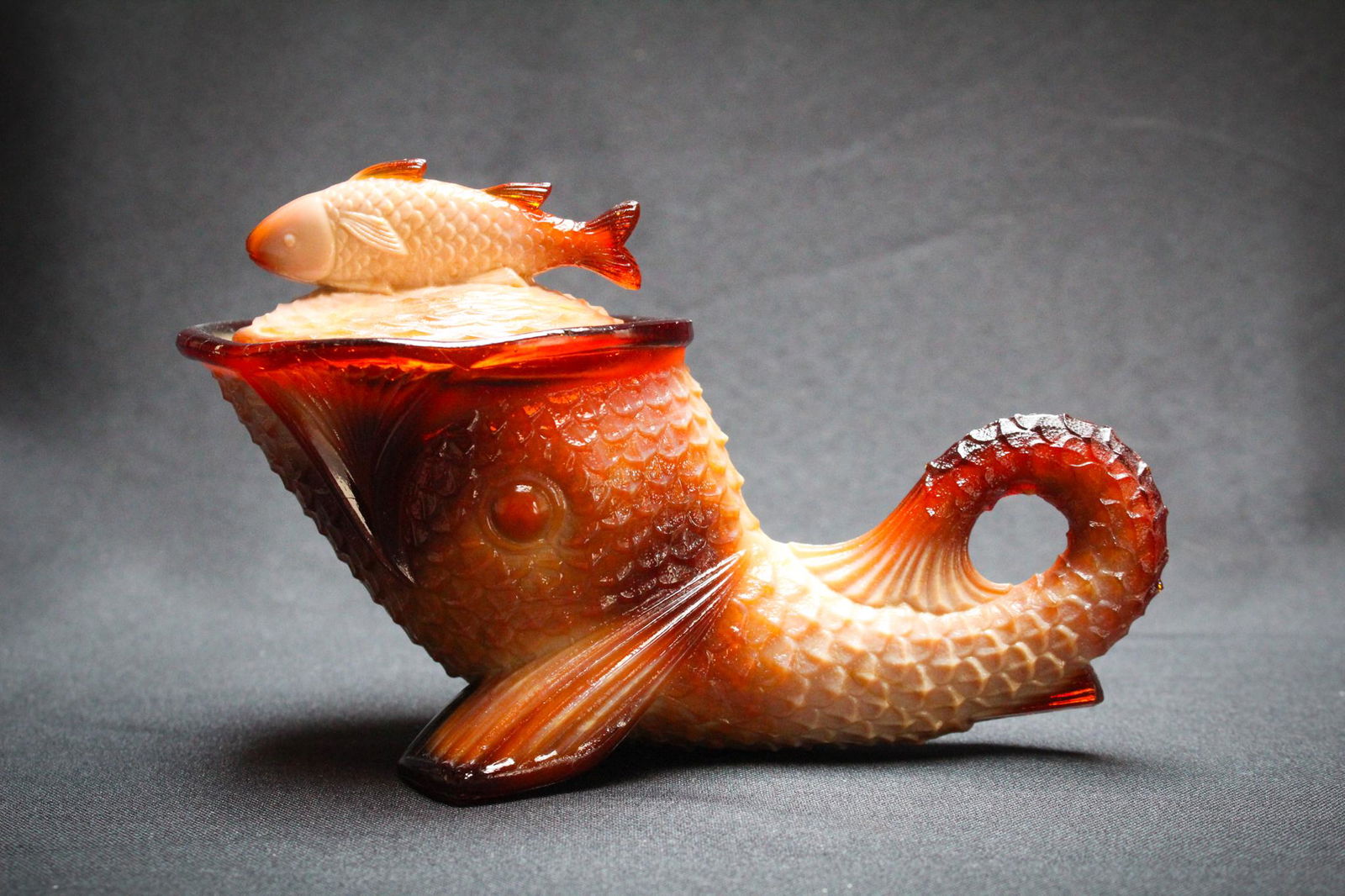 Rare Red Agate Greentown Victorian Glass Dolphin (1 of 3)