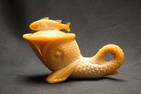 Rare Greentown Golden Agate Victorian Glass Dolphin