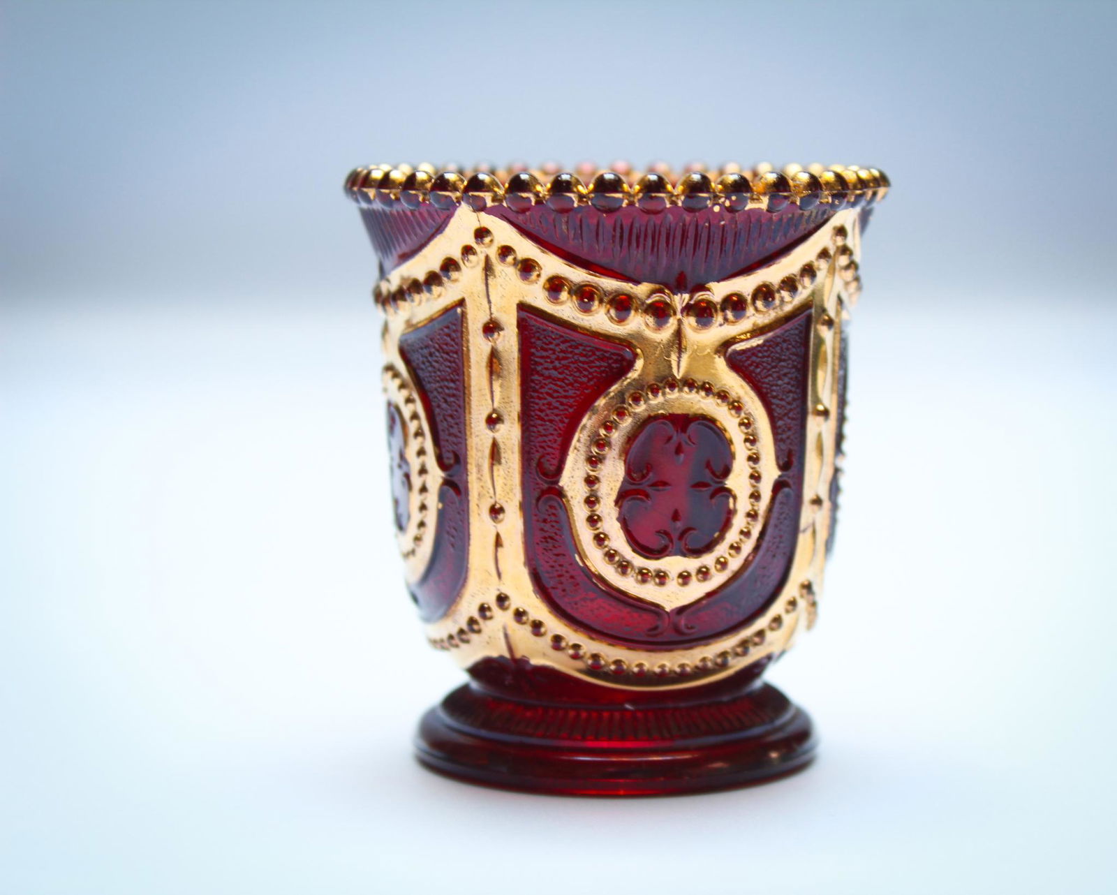 Rare Heisey Ruby Stained Victorian Glass Locket on (1 of 3)