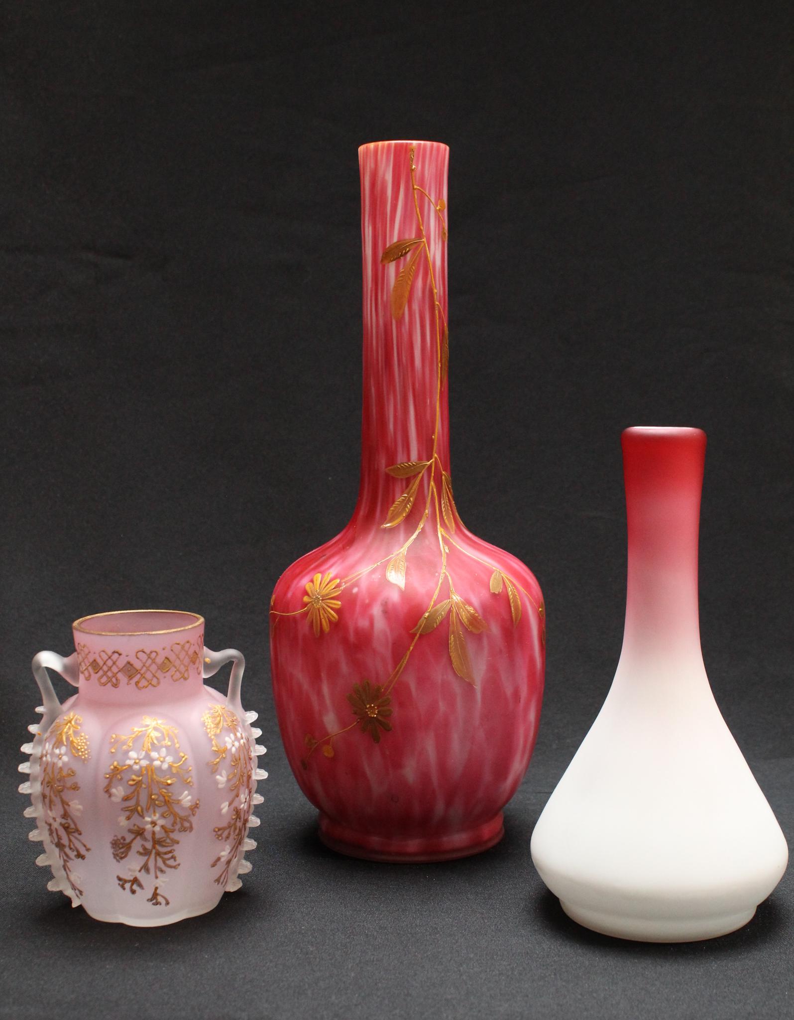 Lot of 3 pcs. Victorian Bohemian Satin Glass (1 of 6)