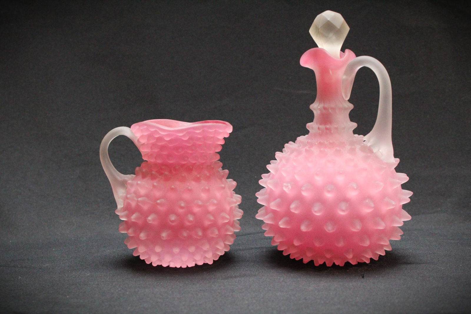 Hobb's Cased Victorian Satin Glass Cruet & Creamer (1 of 4)