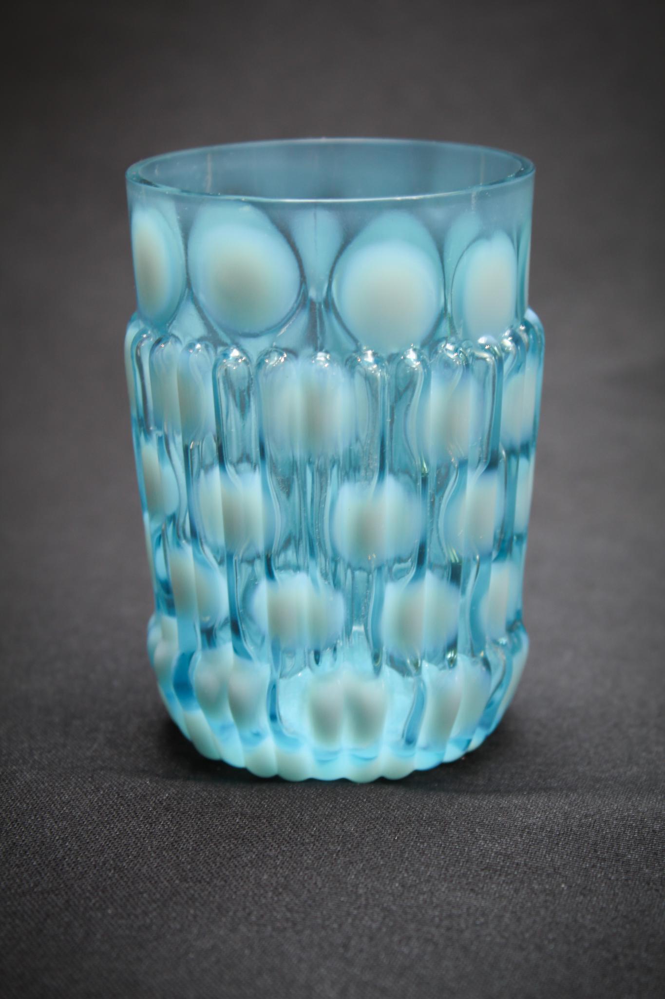 Scarce Blue Northwood Opalescent Victorian Tumbler (1 of 3)