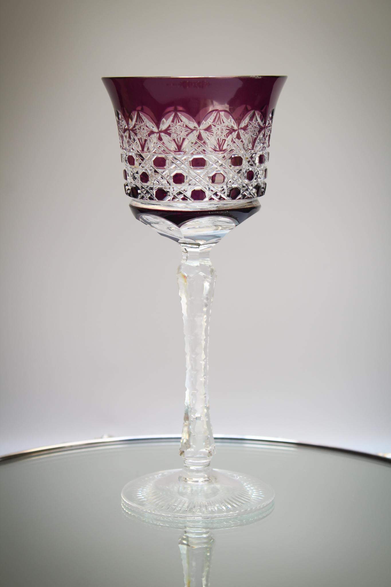 Val St. Lambert Amythest cut to Clear Stem (1 of 5)