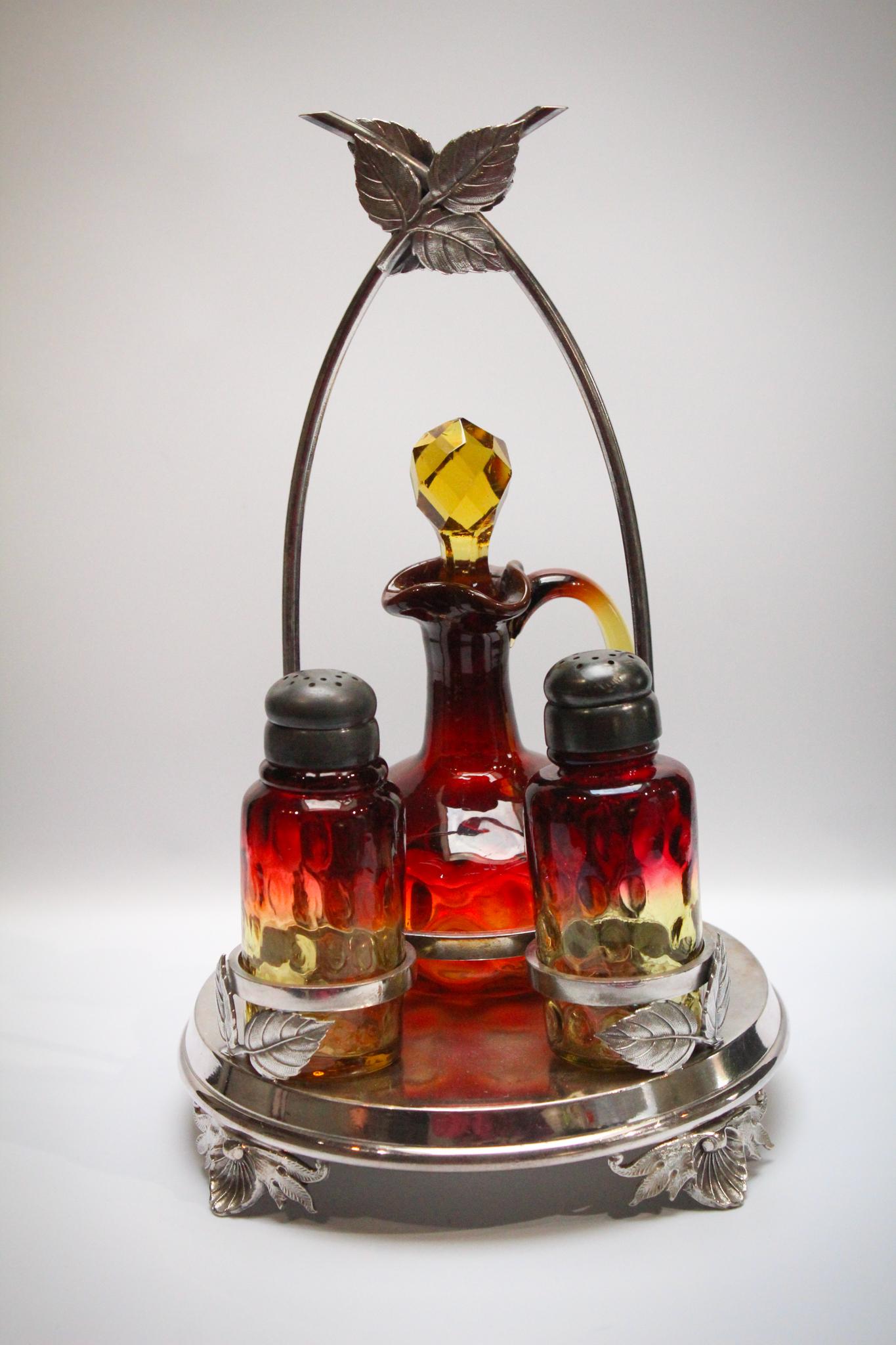 Mt. Washington Amberina Cruet Shaker Condiment Set (1 of 8)