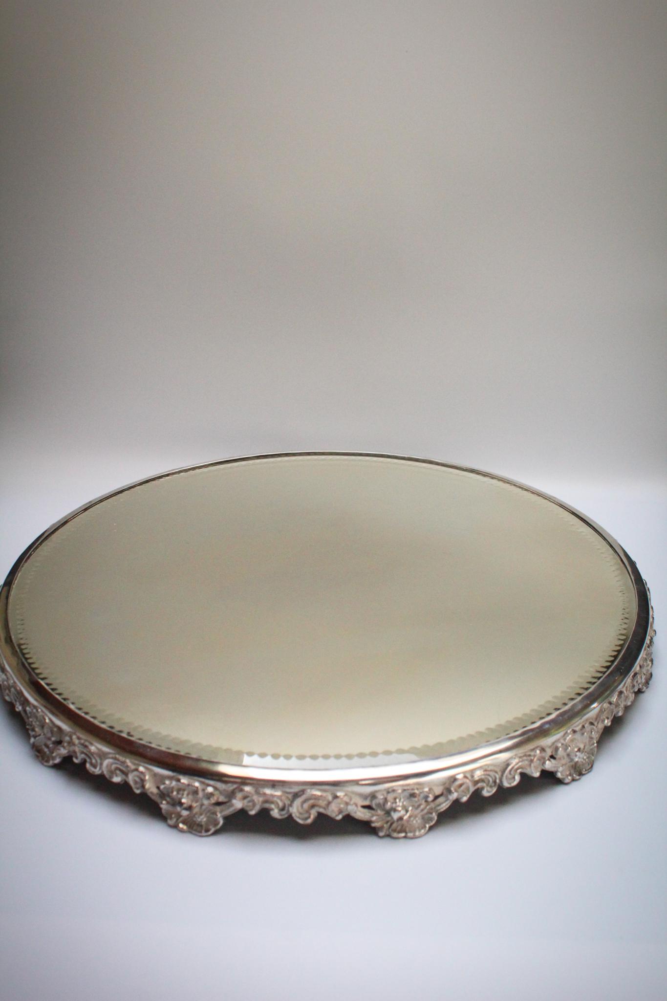 Victorian ornate 17" Silverplate Mirrored Plateau (1 of 5)