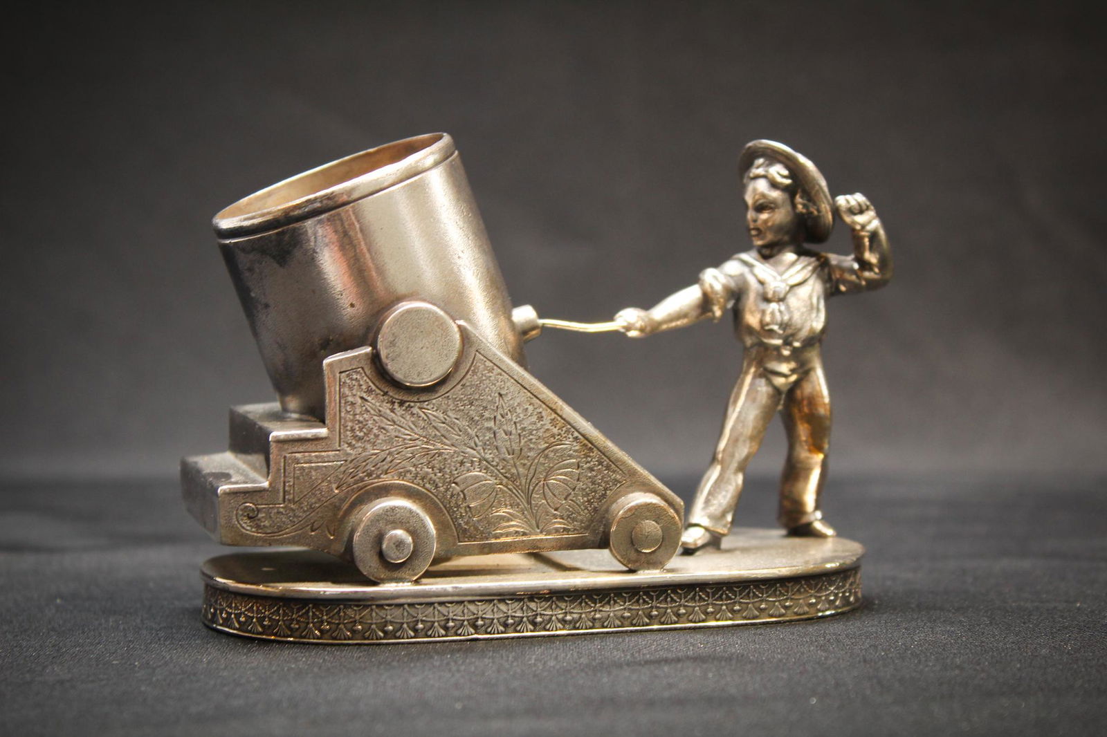 Rare Reed & Barton Silverplate Victorian Boy w/ Cannon (1 of 6)