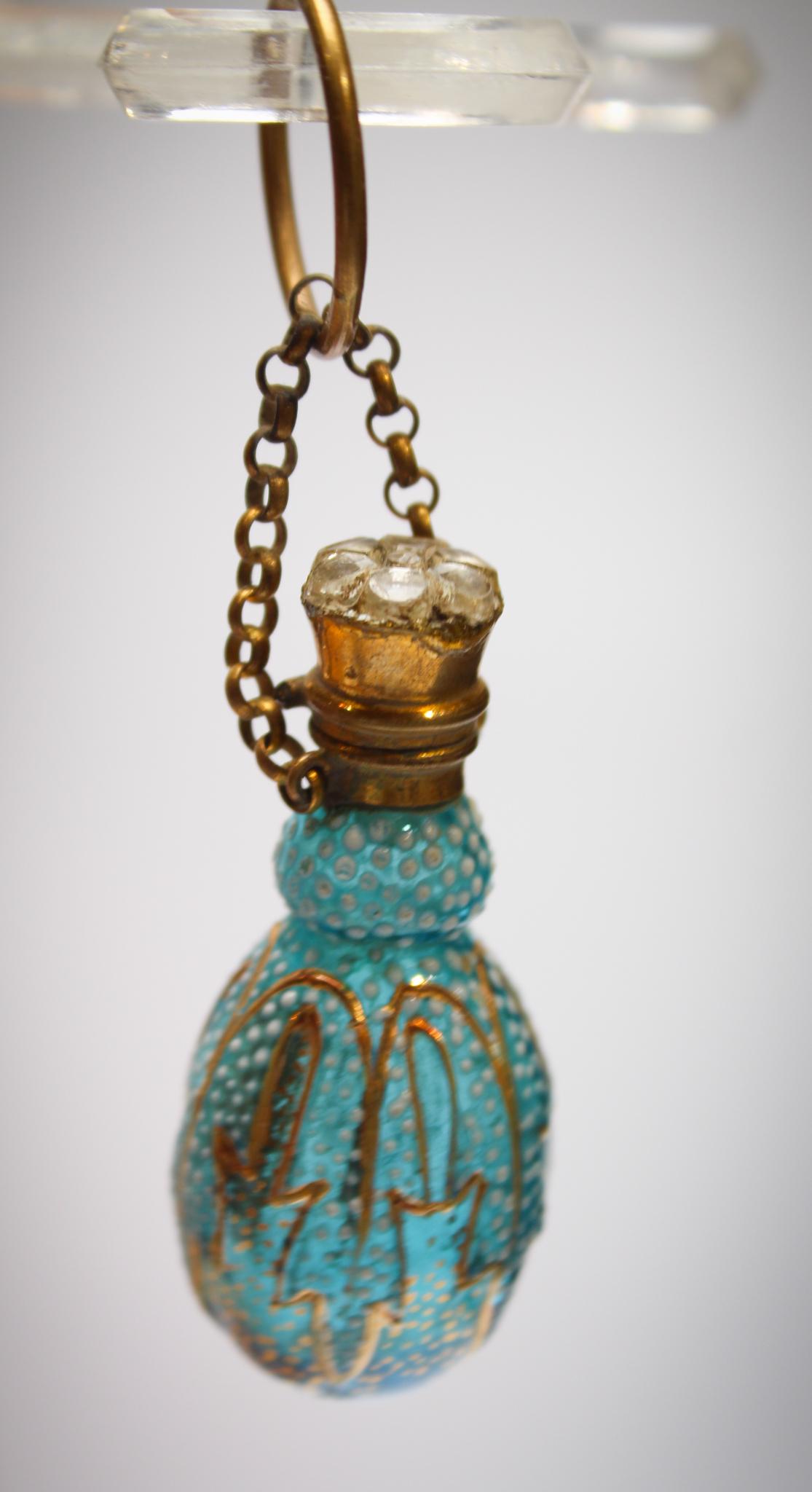 Tiny Victorian Blue enameled Chatelaine Perfume (1 of 7)