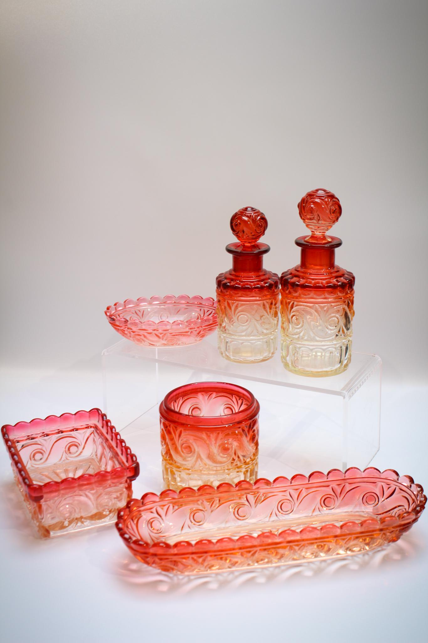 6 pc Lot of French Baccarat Rose Tiente Dresser perfume (1 of 7)